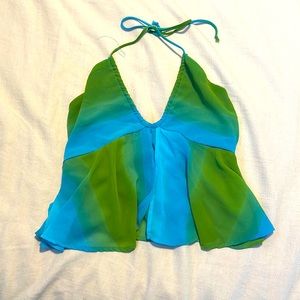 Wild fable extra small Green and blue Flowey ombre halter top